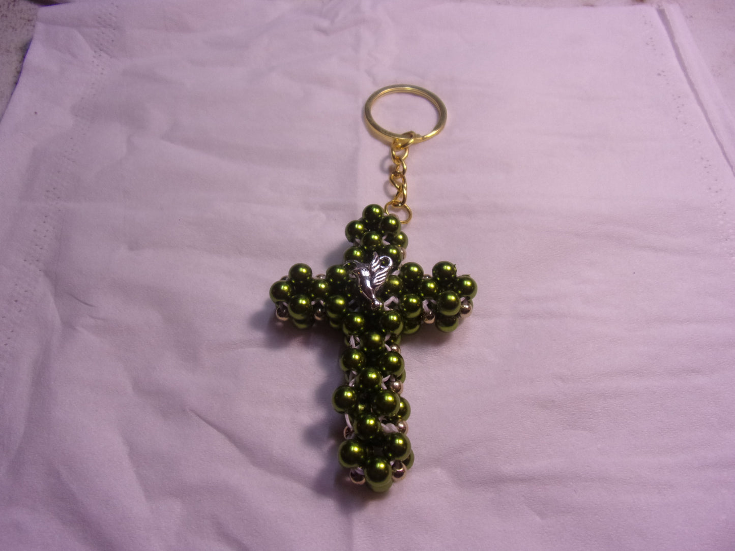 50 beaded cross key chains