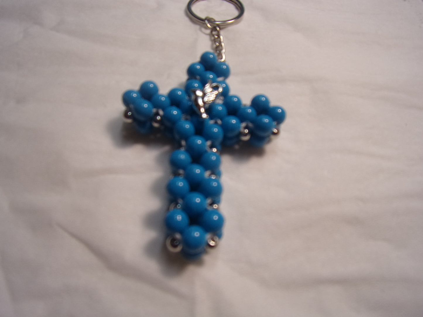 beaded cross key chain
