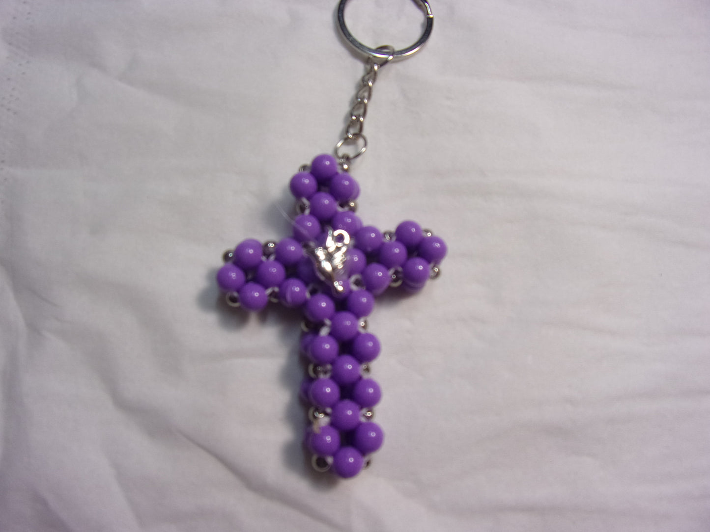 beaded cross key chain