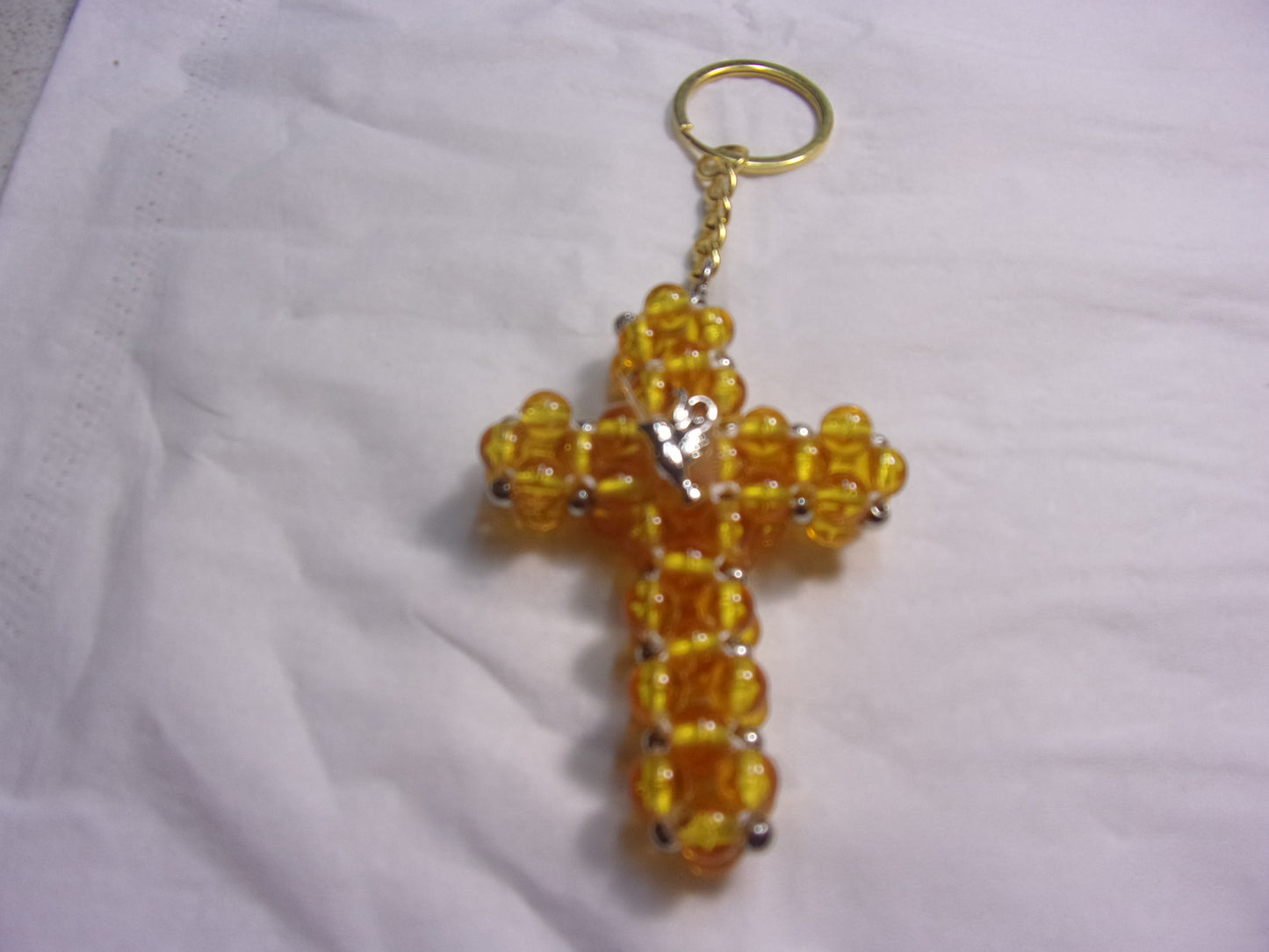 beaded cross key chain