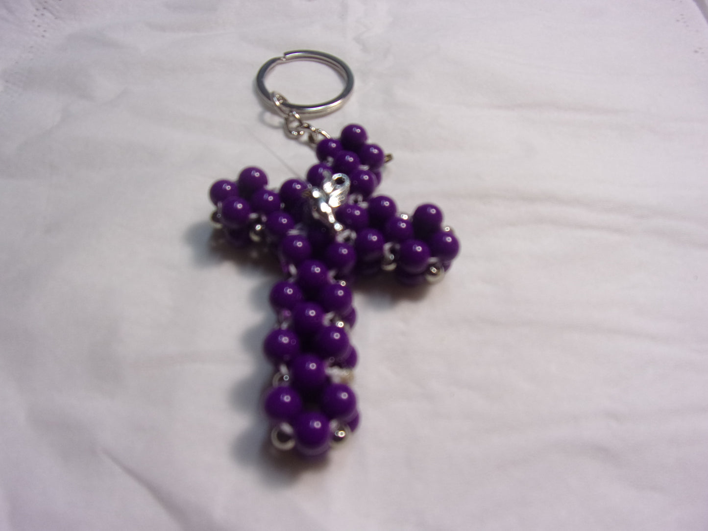beaded cross key chain