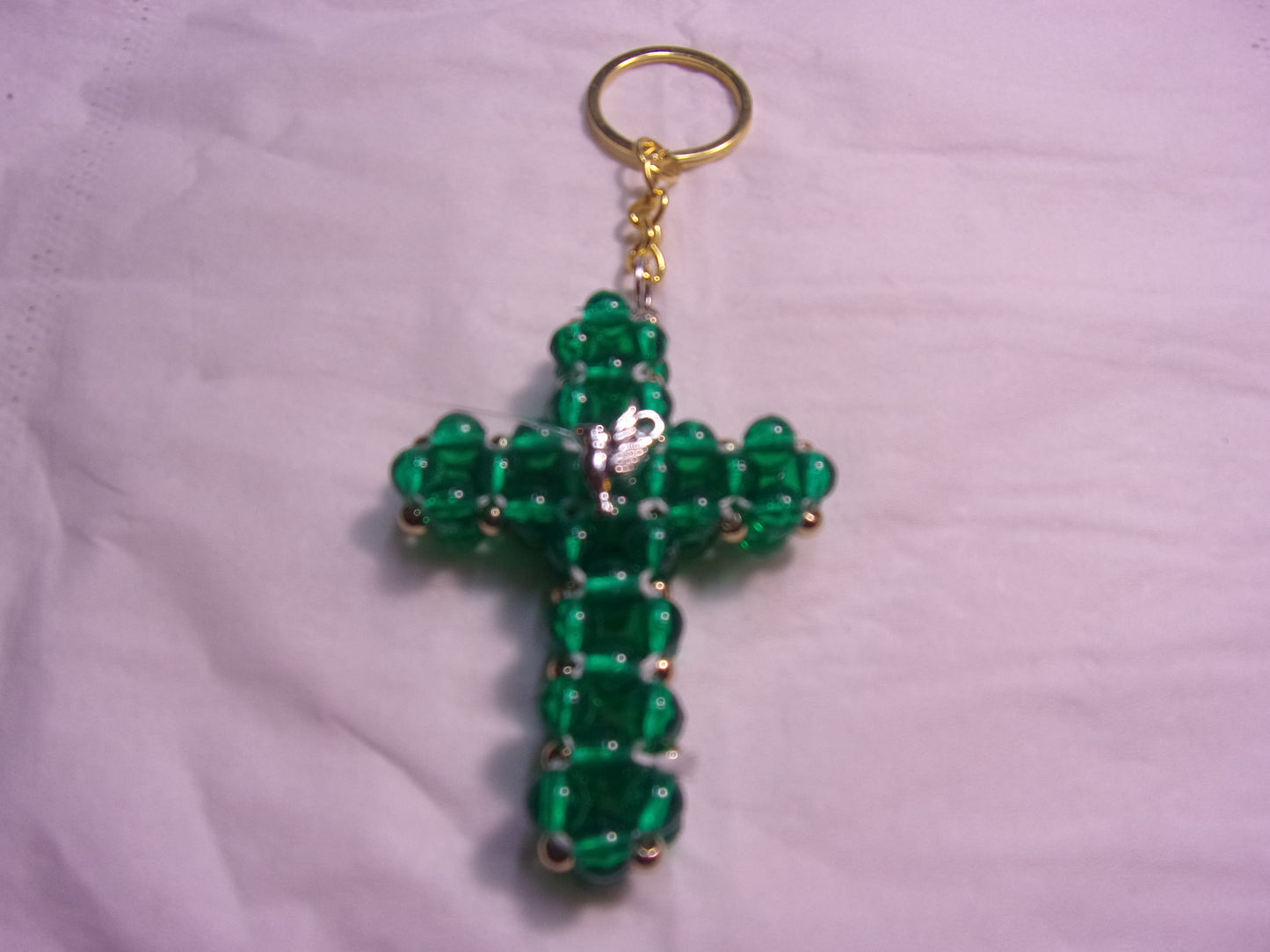 beaded cross key chain