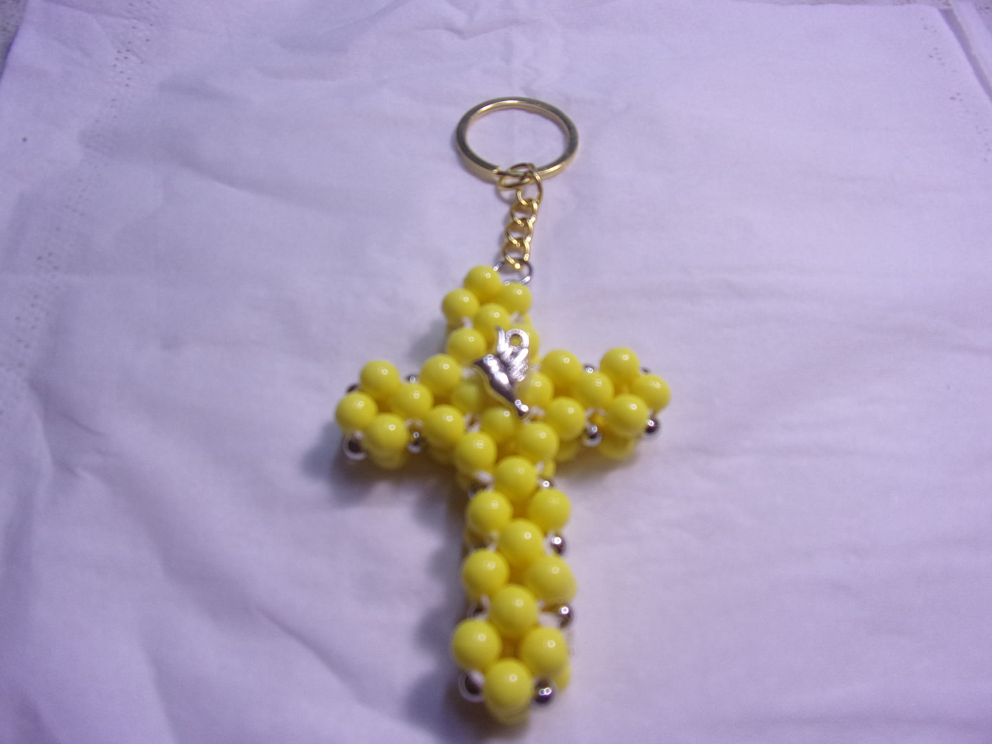 beaded cross key chain
