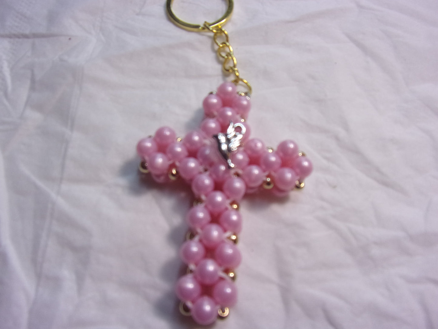 beaded cross key chain