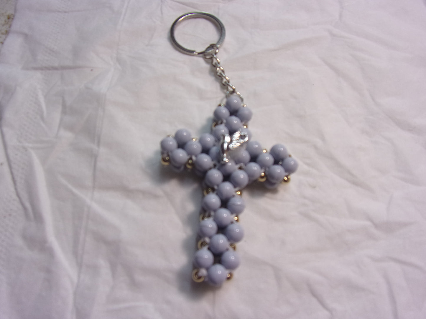 beaded cross key chain