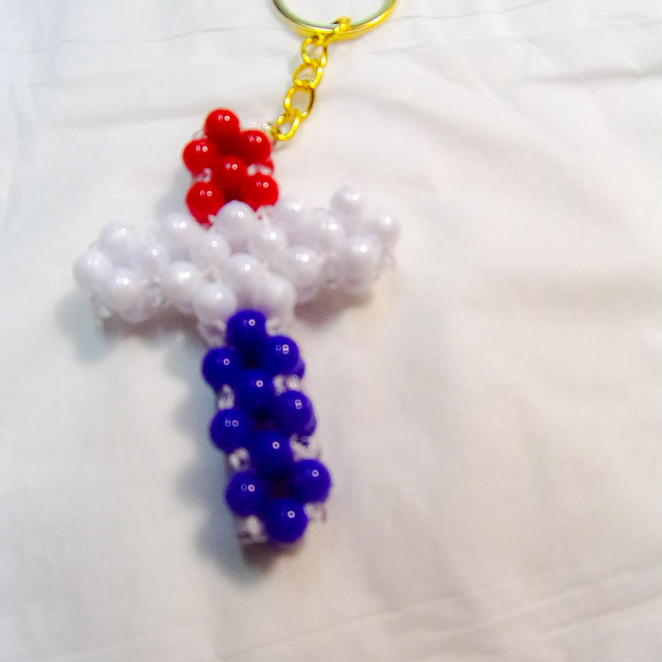 beaded cross key chain