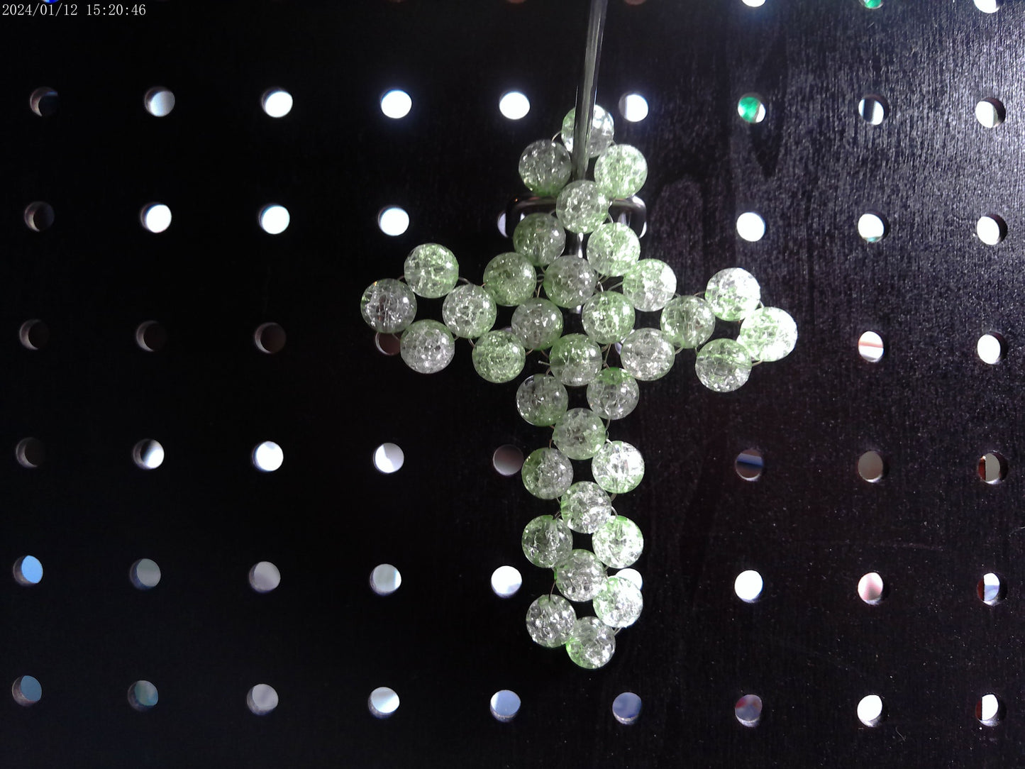Handmade beaded cross wreath