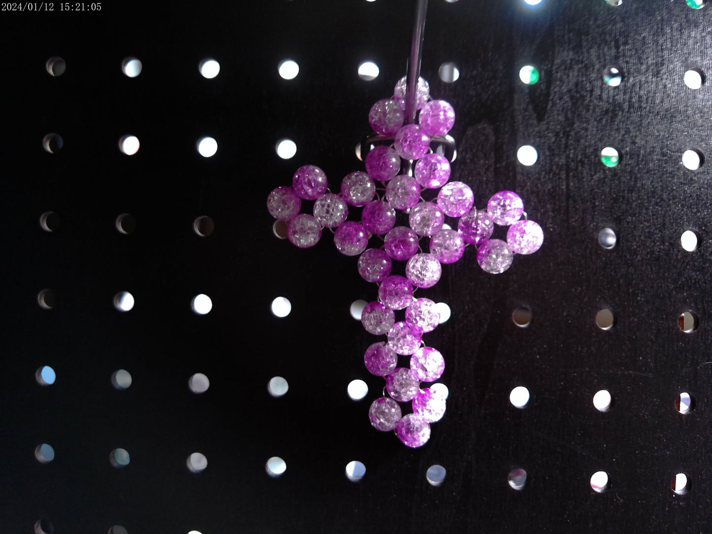 Handmade beaded cross wreath