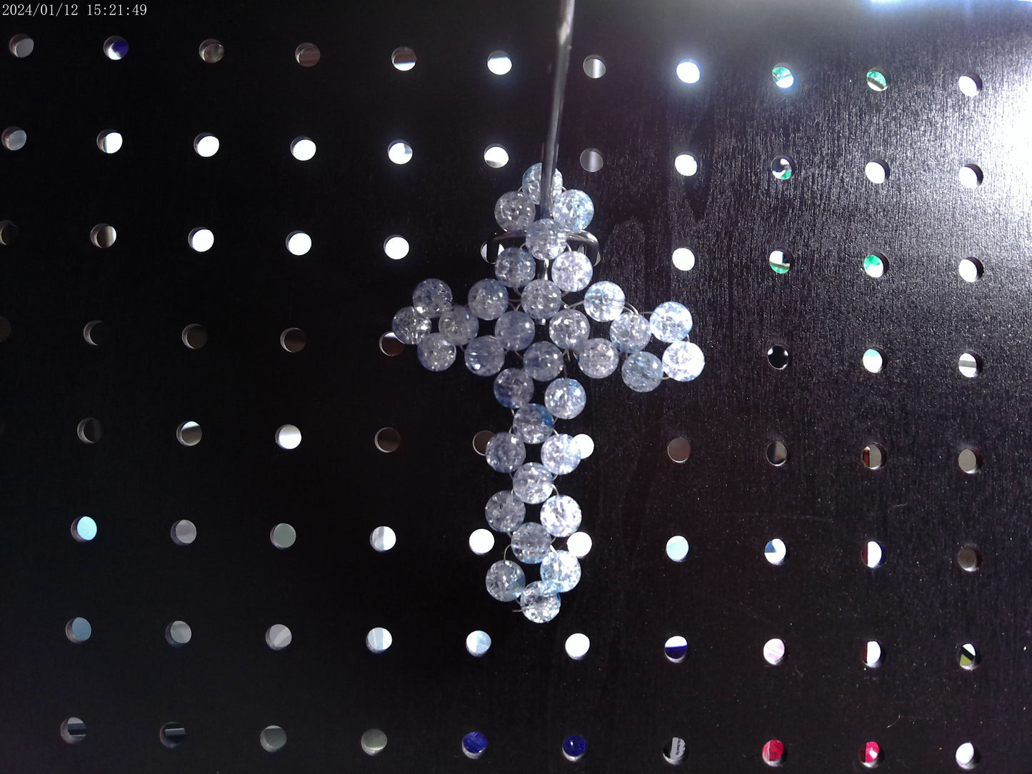 Handmade beaded cross wreath