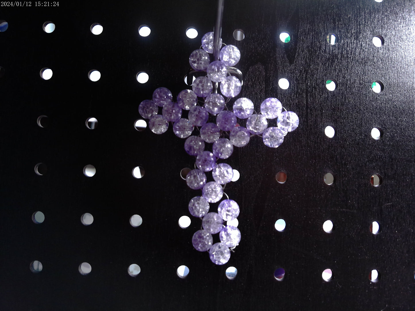 Handmade beaded cross wreath