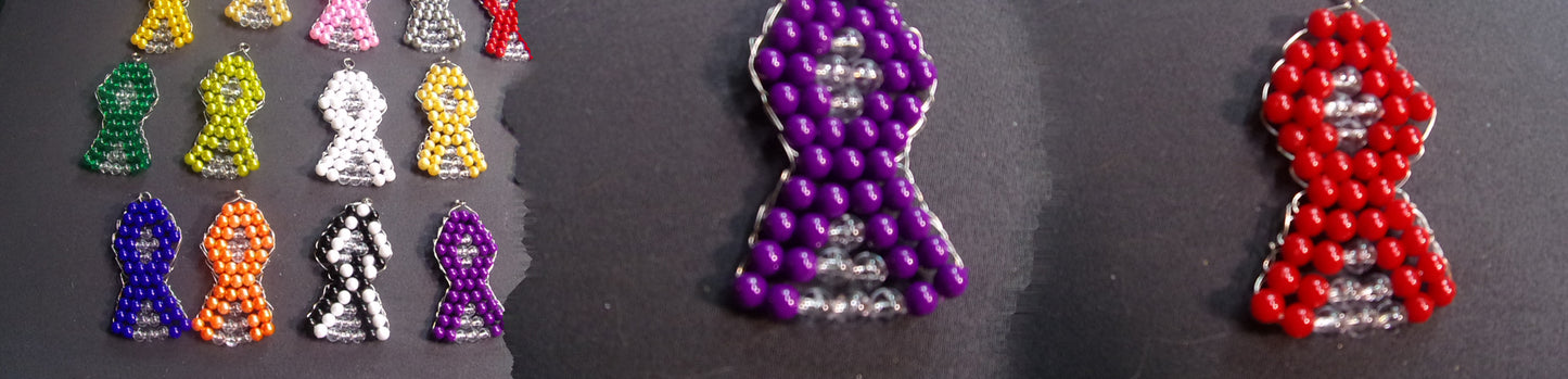 awareness beaded ribbon key chain