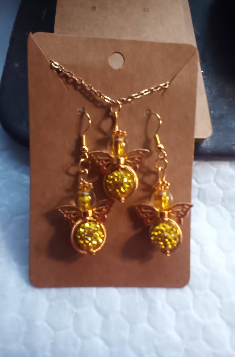 angel earrings/necklace set gold (Copy)