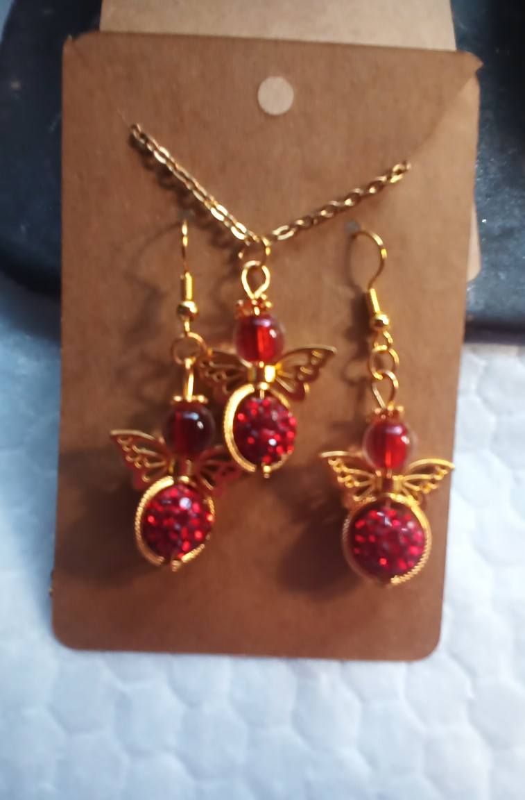 angel earrings/necklace set gold (Copy)