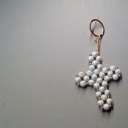 cross design beads key chain
