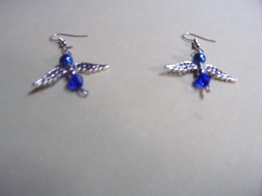 Angel birthstone fish hook earrings silver color