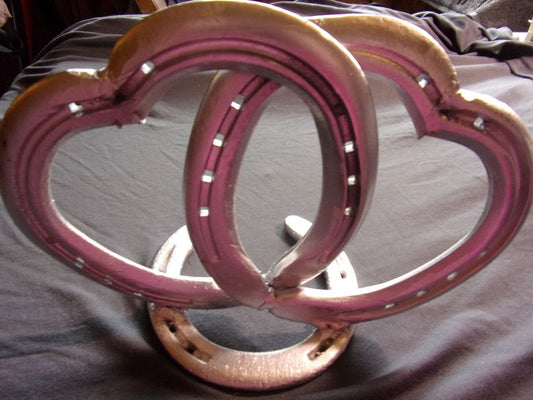 silver set of eternity hearts made with horseshoes