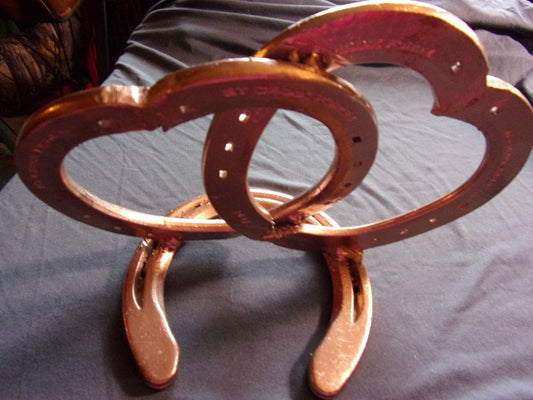 Gold set of eternity hearts made with horseshoes